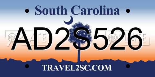 AD2S526 South Carolina License Plate