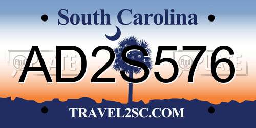 AD2S576 South Carolina License Plate