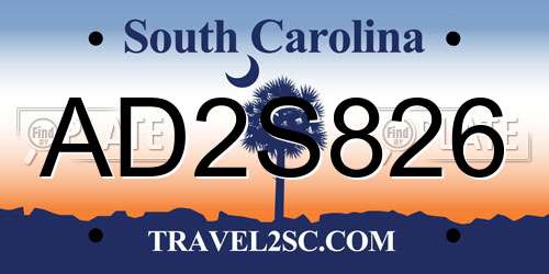 AD2S826 South Carolina License Plate