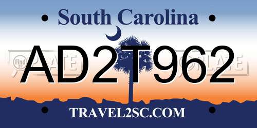 AD2T962 South Carolina License Plate