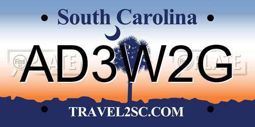 AD3W2G South Carolina License Plate