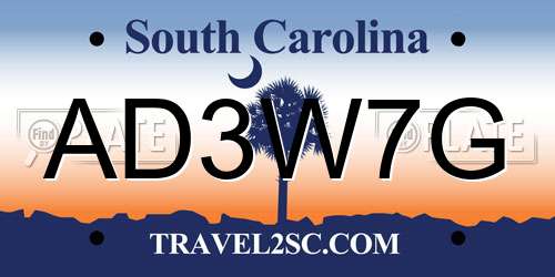 AD3W7G South Carolina License Plate