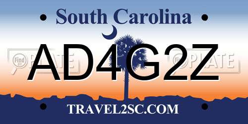 AD4G2Z South Carolina License Plate