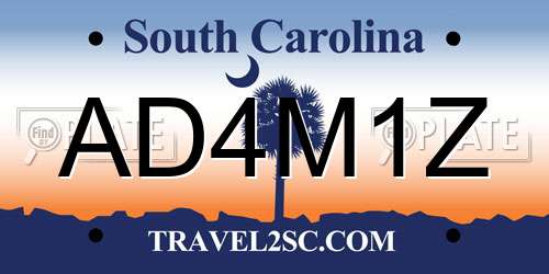 AD4M1Z South Carolina License Plate