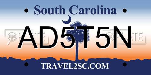 AD5T5N South Carolina License Plate