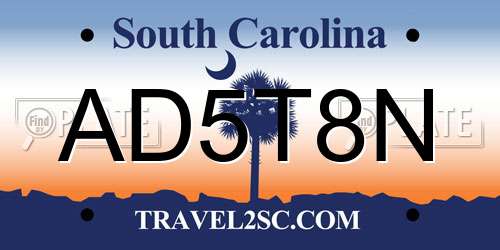 AD5T8N South Carolina License Plate
