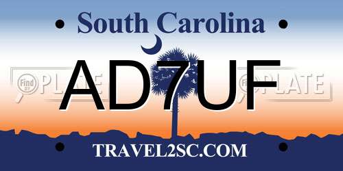 AD7UF South Carolina License Plate