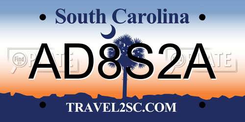 AD8S2A South Carolina License Plate