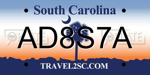 AD8S7A South Carolina License Plate