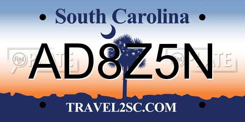 AD8Z5N South Carolina License Plate