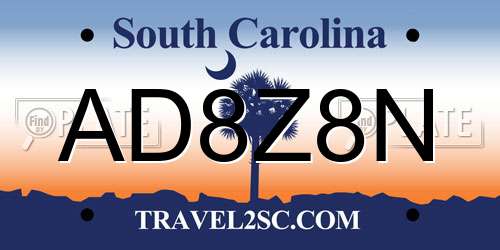 AD8Z8N South Carolina License Plate