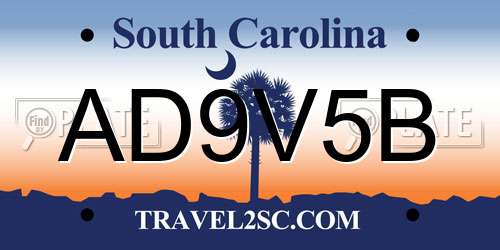 AD9V5B South Carolina License Plate