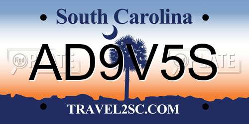 AD9V5S South Carolina License Plate