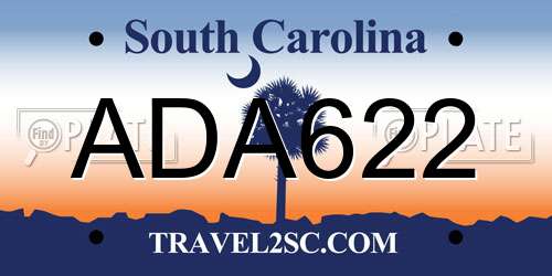 ADA622 South Carolina License Plate