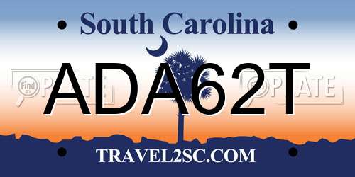 ADA62T South Carolina License Plate