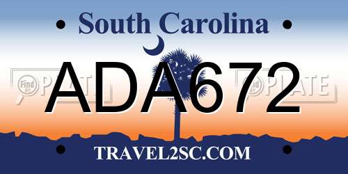 ADA672 South Carolina License Plate