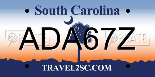 ADA67Z South Carolina License Plate