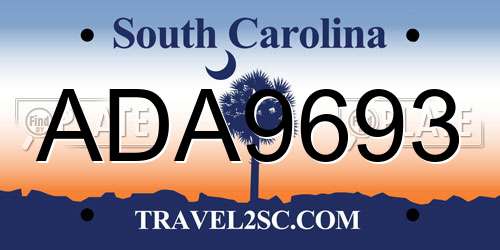 ADA9693 South Carolina License Plate