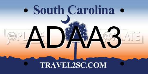 ADAA3 South Carolina License Plate