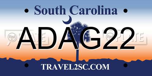 ADAG22 South Carolina License Plate