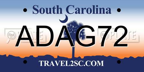 ADAG72 South Carolina License Plate