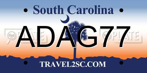 ADAG77 South Carolina License Plate