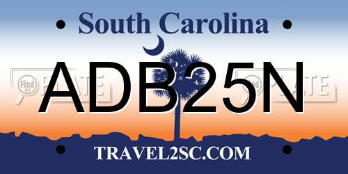 ADB25N South Carolina License Plate