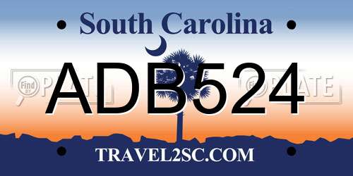 ADB524 South Carolina License Plate