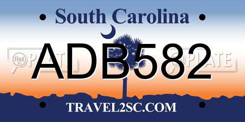 ADB582 South Carolina License Plate