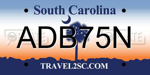 ADB75N South Carolina License Plate