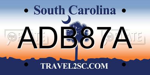ADB87A South Carolina License Plate