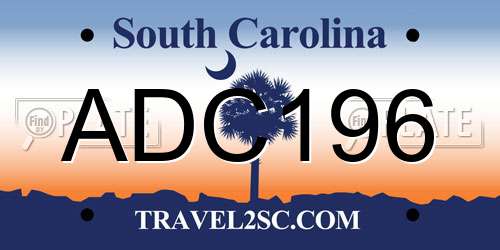 ADC196 South Carolina License Plate