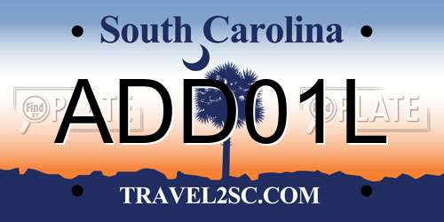ADD01L South Carolina License Plate