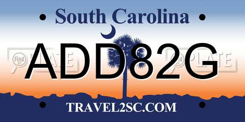 ADD82G South Carolina License Plate