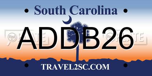 ADDB26 South Carolina License Plate