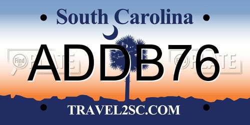 ADDB76 South Carolina License Plate