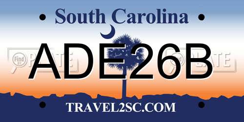 ADE26B South Carolina License Plate