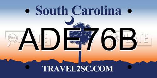 ADE76B South Carolina License Plate