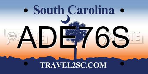 ADE76S South Carolina License Plate