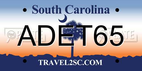 ADET65 South Carolina License Plate