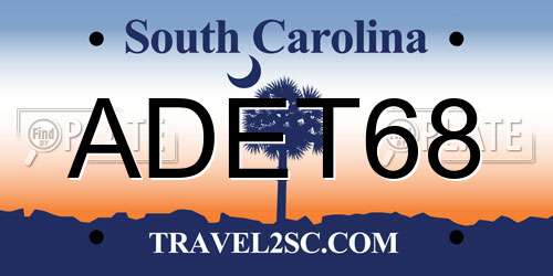 ADET68 South Carolina License Plate