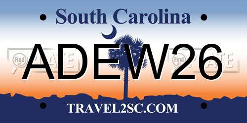 ADEW26 South Carolina License Plate