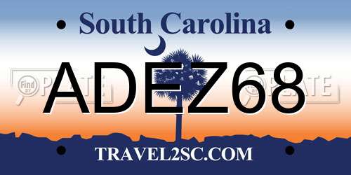 ADEZ68 South Carolina License Plate