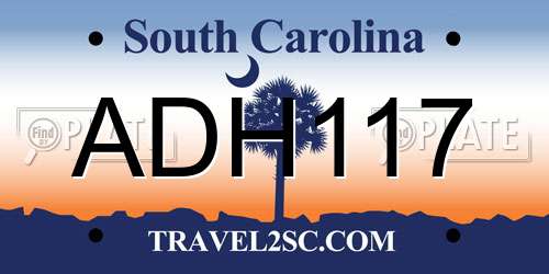 ADH117 South Carolina License Plate