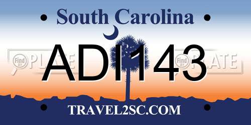ADI143 South Carolina License Plate