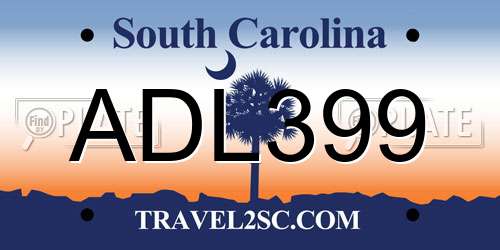 ADL399 South Carolina License Plate