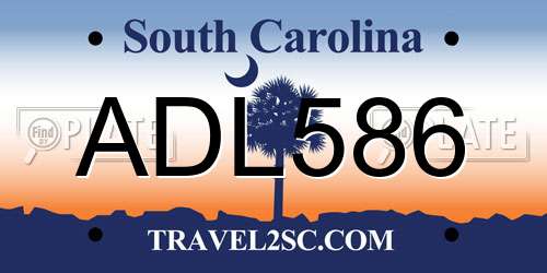 ADL586 South Carolina License Plate