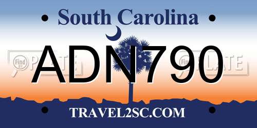 ADN790 South Carolina License Plate