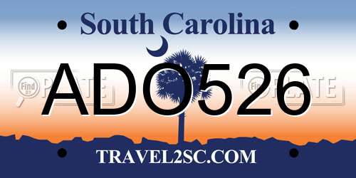 ADO526 South Carolina License Plate