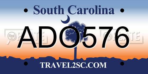 ADO576 South Carolina License Plate
